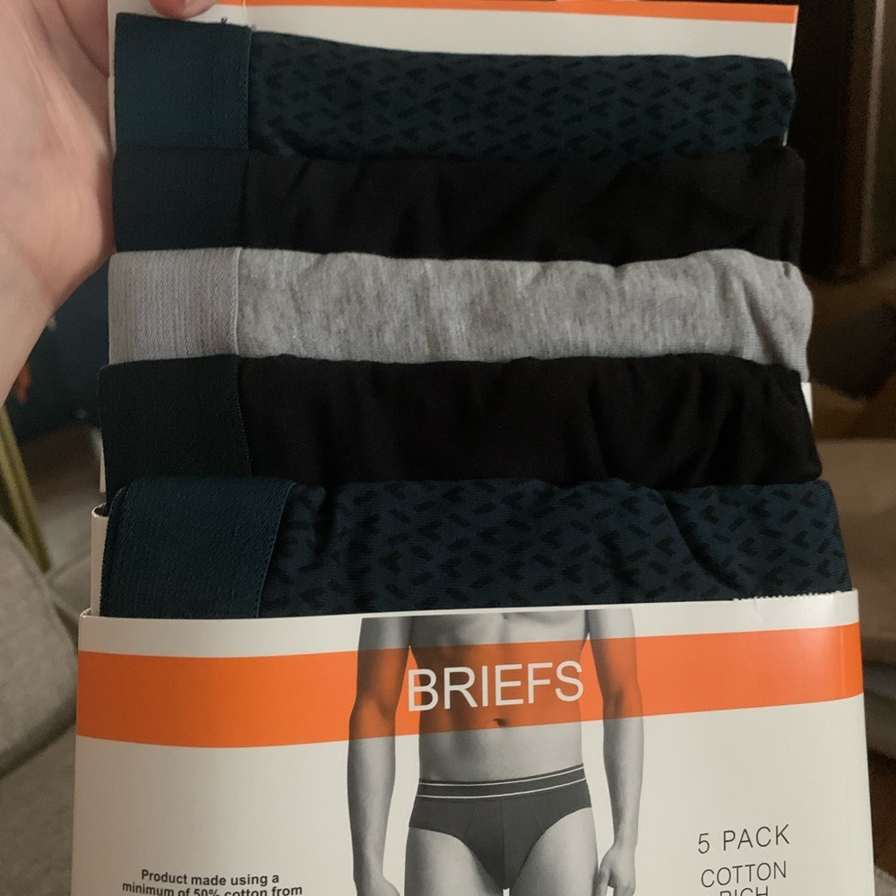 Primark 5-Pack Briefs in Black, Gray and Dark Teal